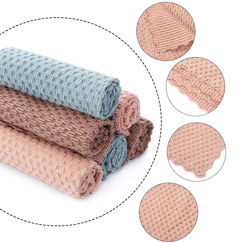 1PC Anti-grease Dish Cloth Bamboo Fiber Washing Towel Scouring Pad Kitchen Household Supplies Cleaning Rags Tools 4 Styles