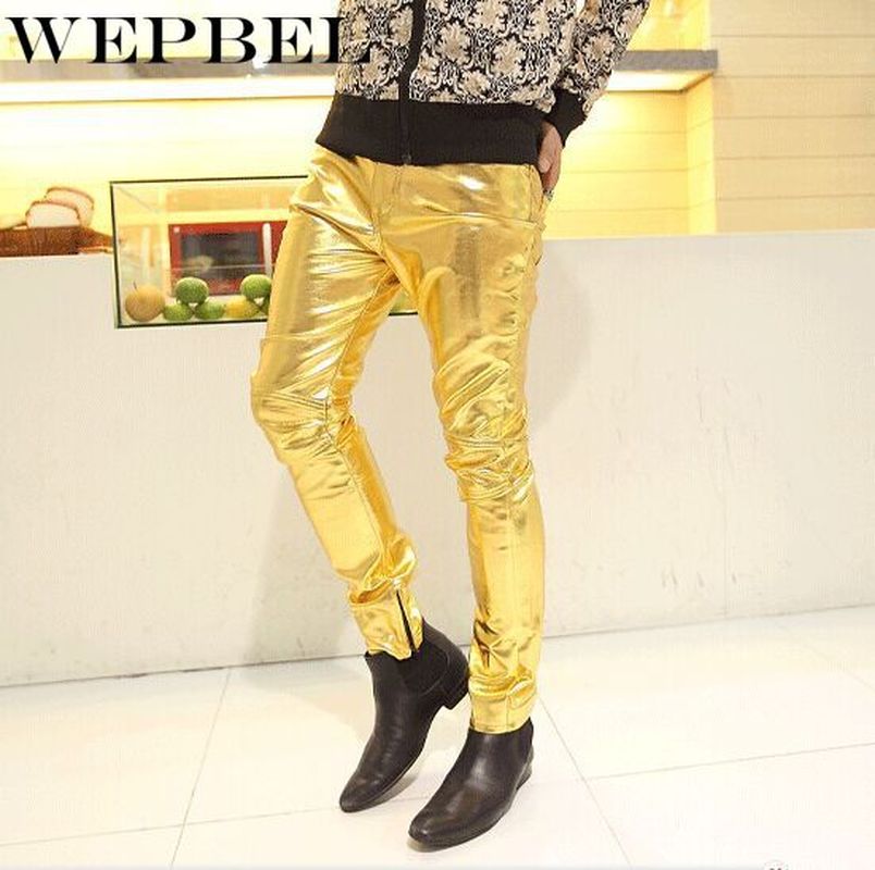 Wepbel slim fit mieshousut plus size miesten punk rock -tyyliset pu-nahkaiset pitkät housut