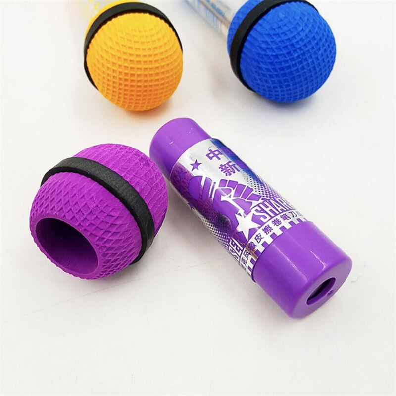 1Pcs Cute Cartoon Stationery Rubber Microphone Eraser Pencil Sharpener 2 in1 Combination Office Supplies School supply