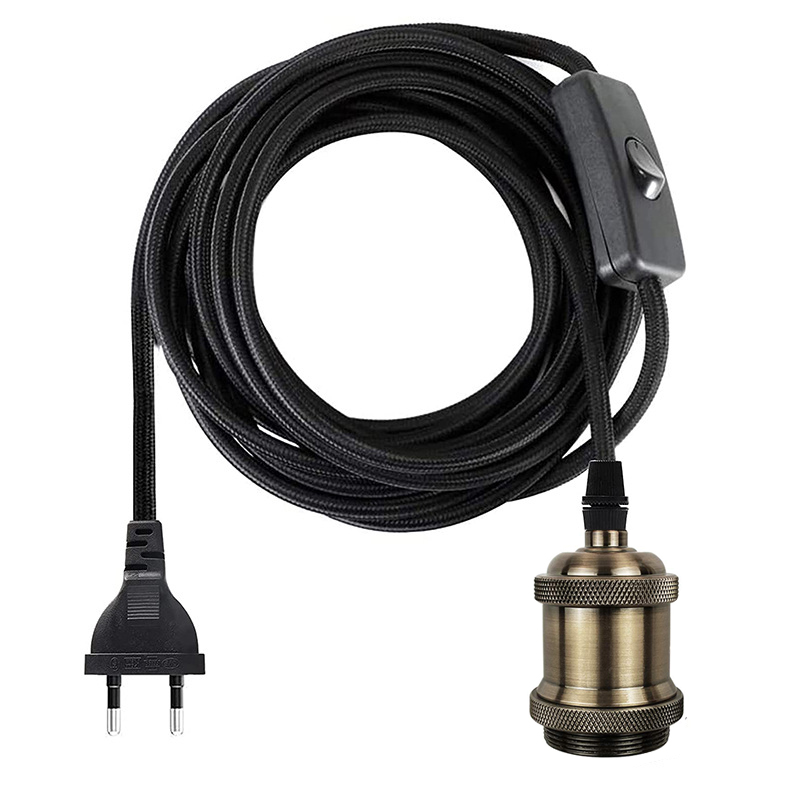 Support de lampe suspendue en métal E27, 3.5M, avec câble et prise, avec prise ue, câble de lampe Vintage