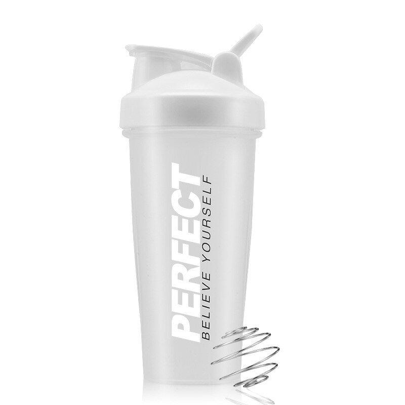 Lanke Eiwit Shaker Fles Met Roeren Bal Voor Sport, Draagbare Sport Water Fles Mengen Wei-eiwit Bpa Gratis, 650Ml: WHITE