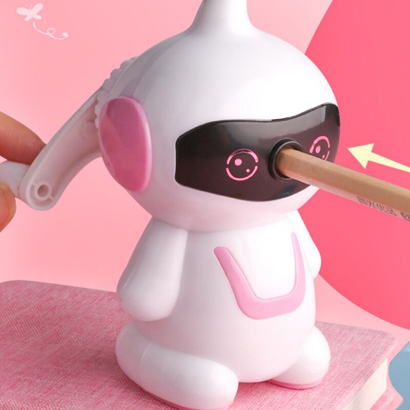 1pc Cute Cartoon Hand-cranked pencil sharpener Chic Student Stationery Robot Style Pencil Sharpener