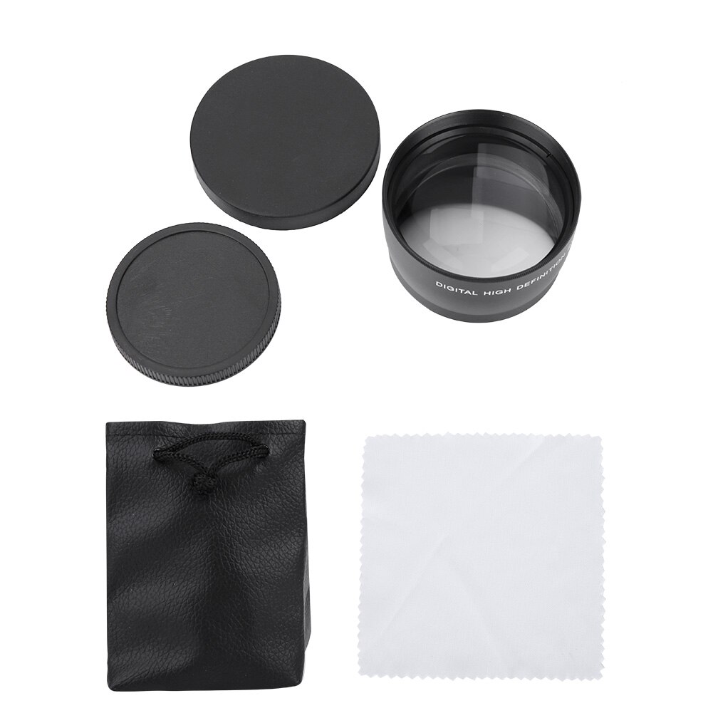 Unité de téléobjectif 55mm 2X grossissement HD téléobjectif convertisseur pour caméra de montage 55mm