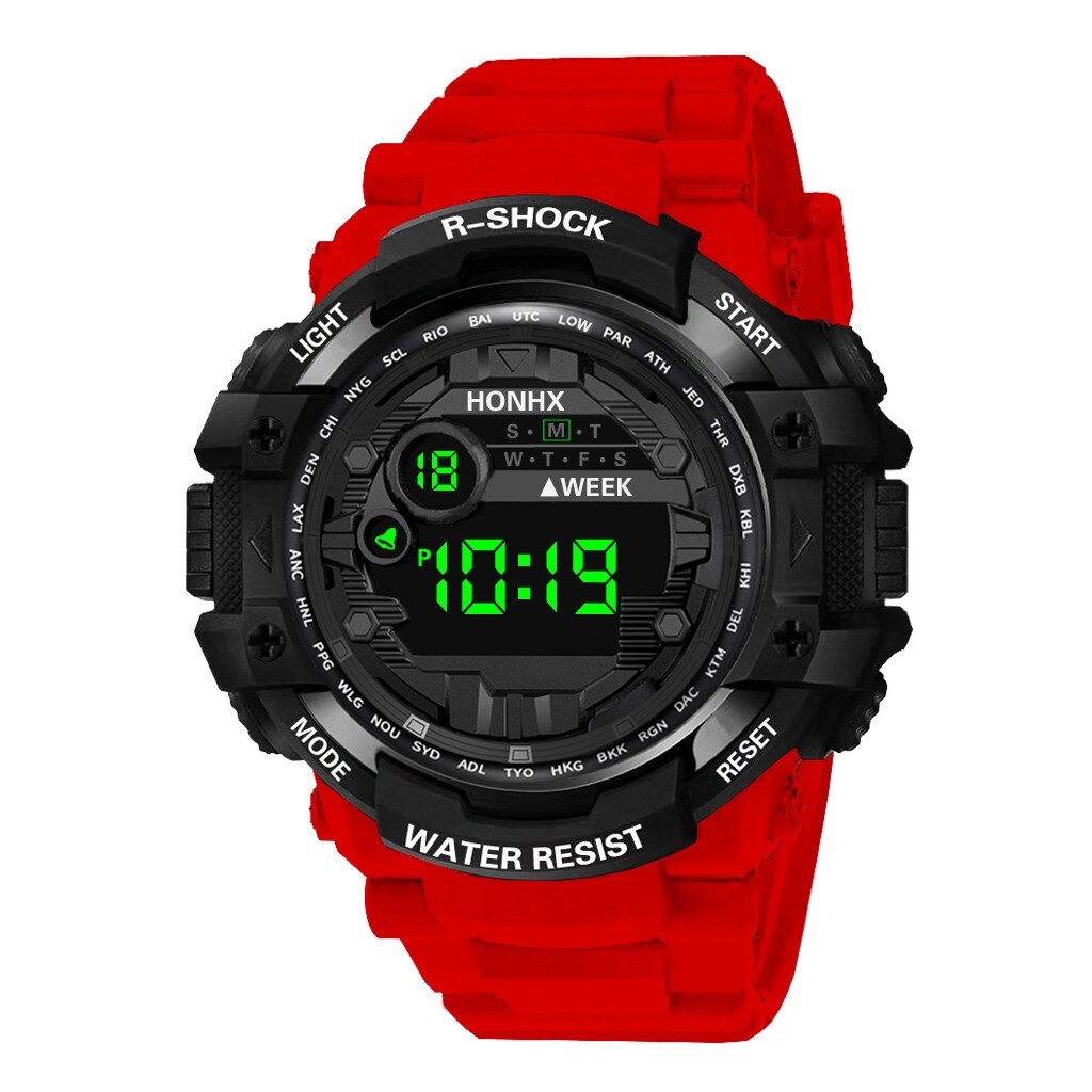 HONHX Watch Men Sport Clock Life Waterproof Men's LCD Relogio Digital Stopwatch Date TPU Strap Electronic Wristwatch Reloj 40*