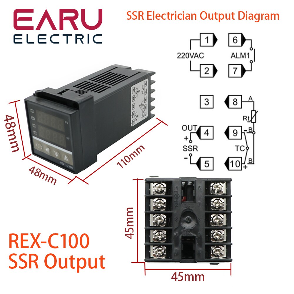 PID Digital Intelligent Industrial Temperature Controller K Universal Input REX-C100 C400 C700 C900 Thermostat SSR Relay Output: C100 SSR