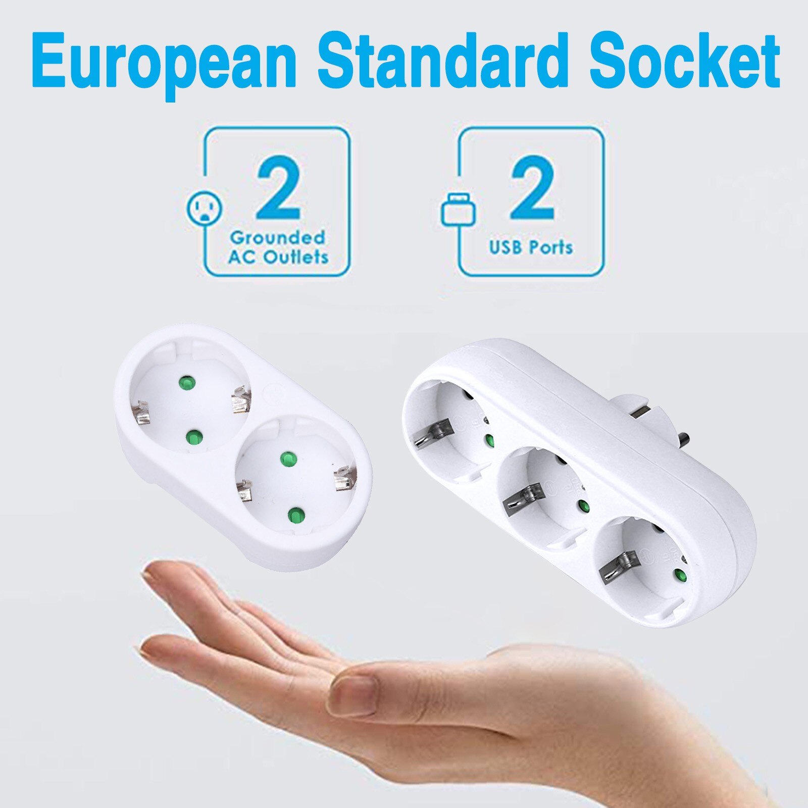 Prise murale ronde 2/3 trous, Standard européen, avec interrupteur On/Off, adaptateur électrique