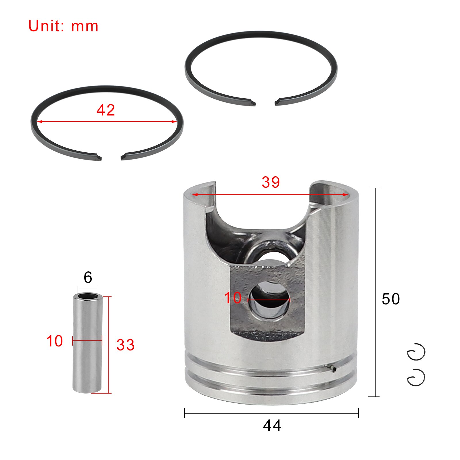 FLYPIG-Conjunto de anillo de pistón de cilindro, Kit de montaje para Yamaha PW50, gran calibre, PW60, QT60, 60CC, ATV, Dirt Pit Bike