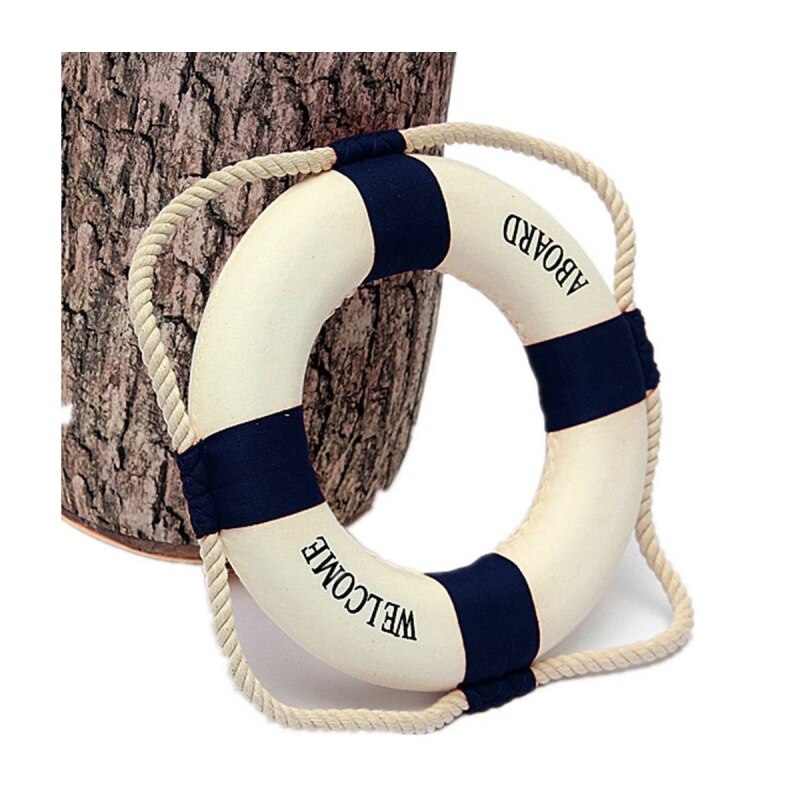 Welcome Aboard Foam Nautical Life Lifebuoy Ring Boat Wall Hanging Home Decoration Blue 50cm