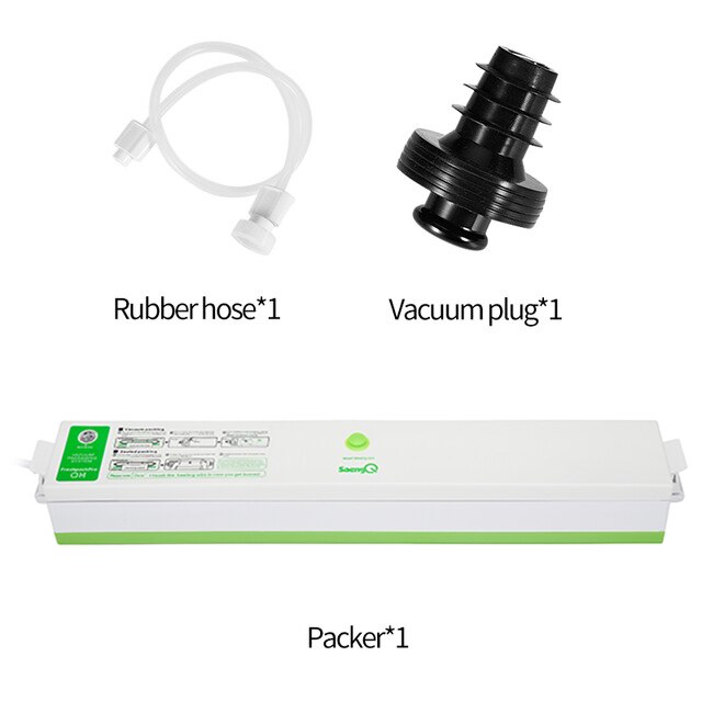 Electric Vacuum Sealer Packaging Machine For Home Kitchen Including 15pcs Food Saver Bags Commercial Vacuum Food Sealing Sealer: GREEN-2pcs / 110V