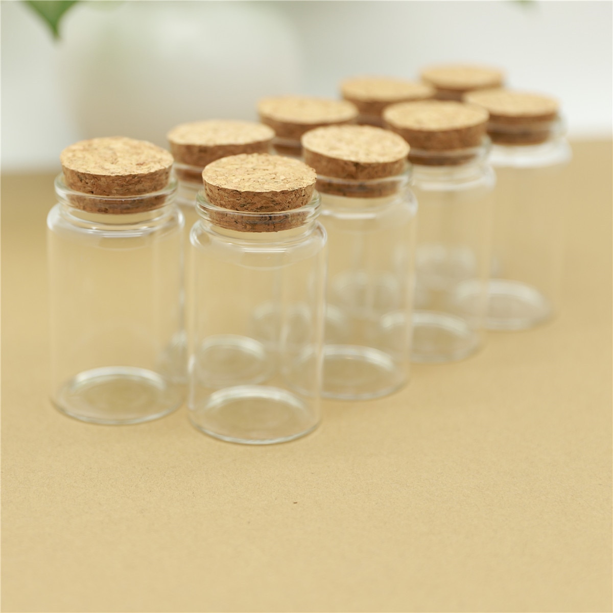 6 Piece 47*80mm 90ml Cork Glass Bottle Stopper Spicy Storage Jar Bottle Containers Glass spice candy Jars Vials DIY Craft