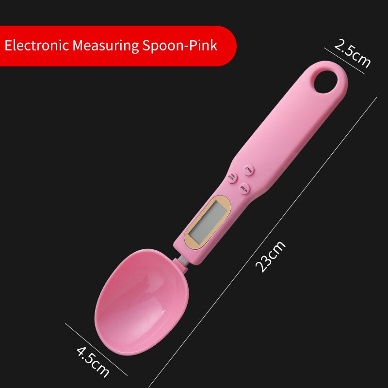 Cuchara medidora Digital con pantalla LCD, 500g/0,1g, cuchara Digital electrónica, minibáscula de cocina, suministros para hornear: Rosa
