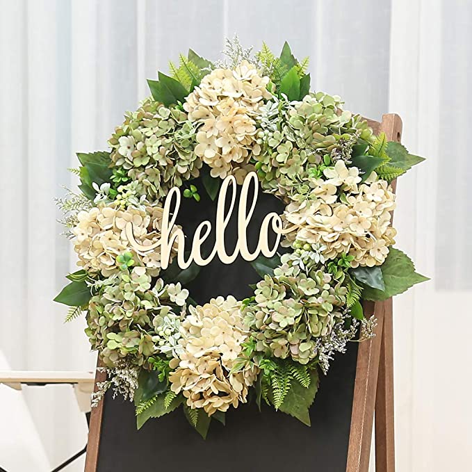 22 tuuman vihreä hortensia seppele etuovi seppele kevät seppele käsintehty hello wreath kodin koristelu