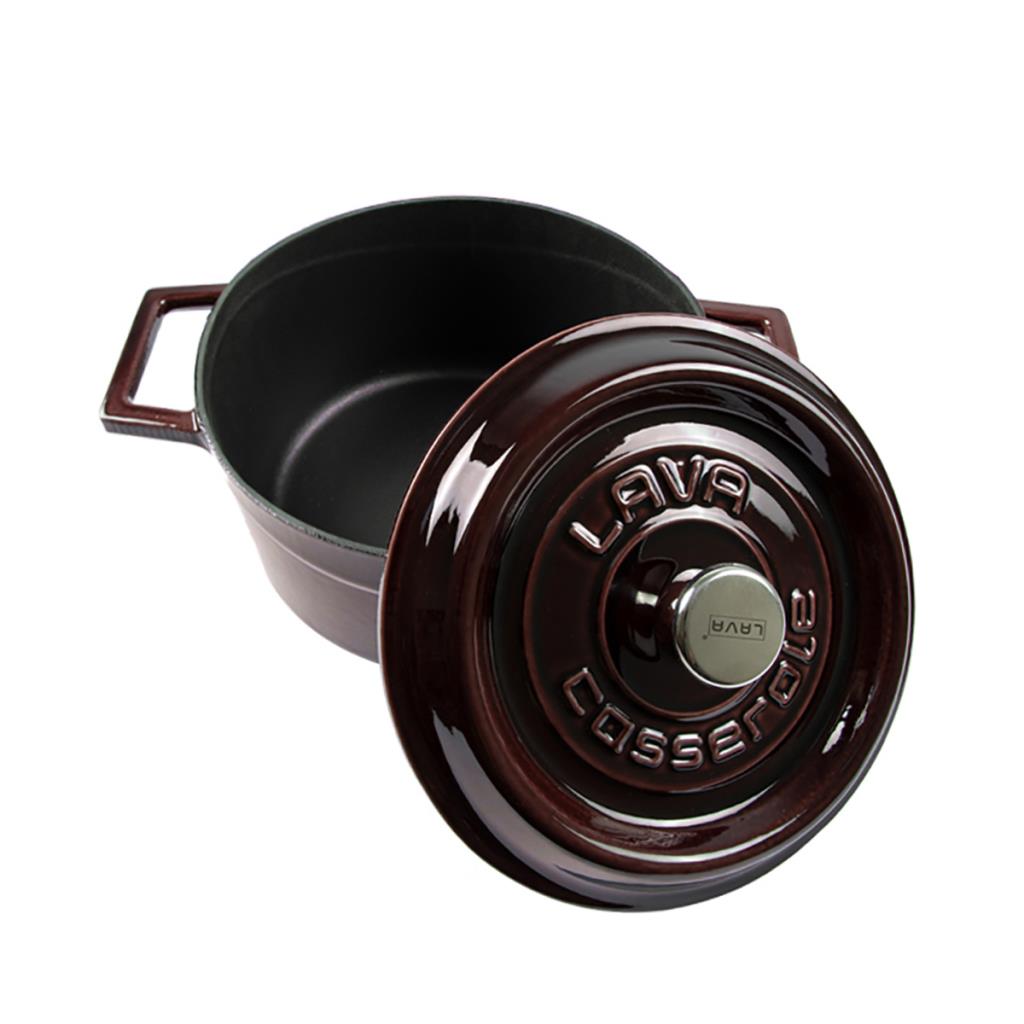 Lava Premium Round Cast Iron Dutch Oven 7.87 In 20 Cm Non Stick Enamelled Kitchenware Pot With Lid Ceramic Cookware
