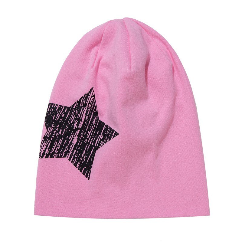 Baby bomull hatt street dance hip hop hatt barn stickad stor stjärna hatt höst vinter mjuk varma pojkar flickor mössa mössa: Rosa