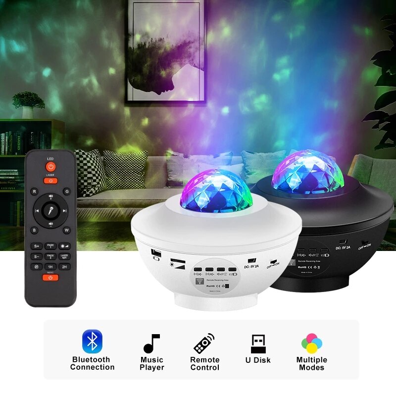 Led stjernehimmel projektor musikk bluetooth usb fe lys rotere stjerne galakse lys projektor lampe led nattlys