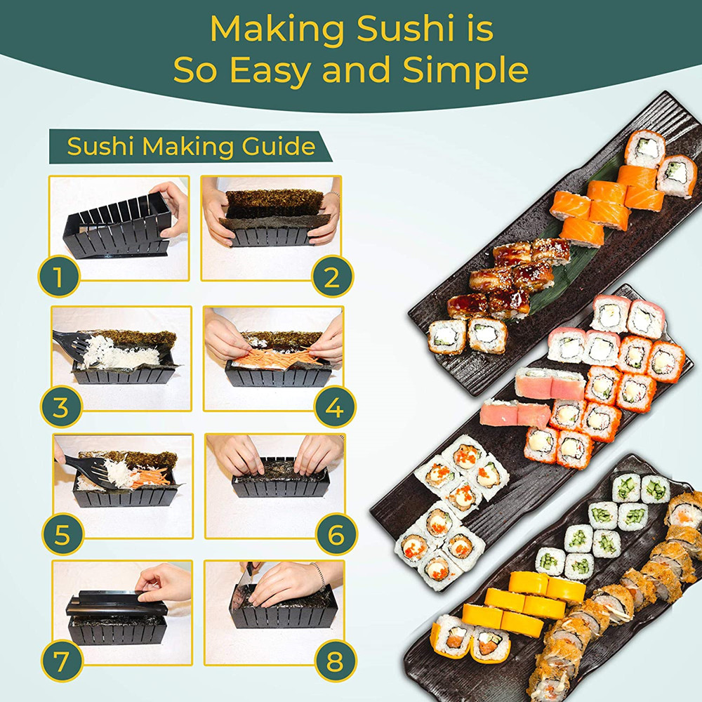 Kit de moldes para fazer sushi, faça você mesmo, molde de 4 formatos para enrolar sushi, cozinha japonesa, utensílios para cozinhar sushi em casa, restaurante