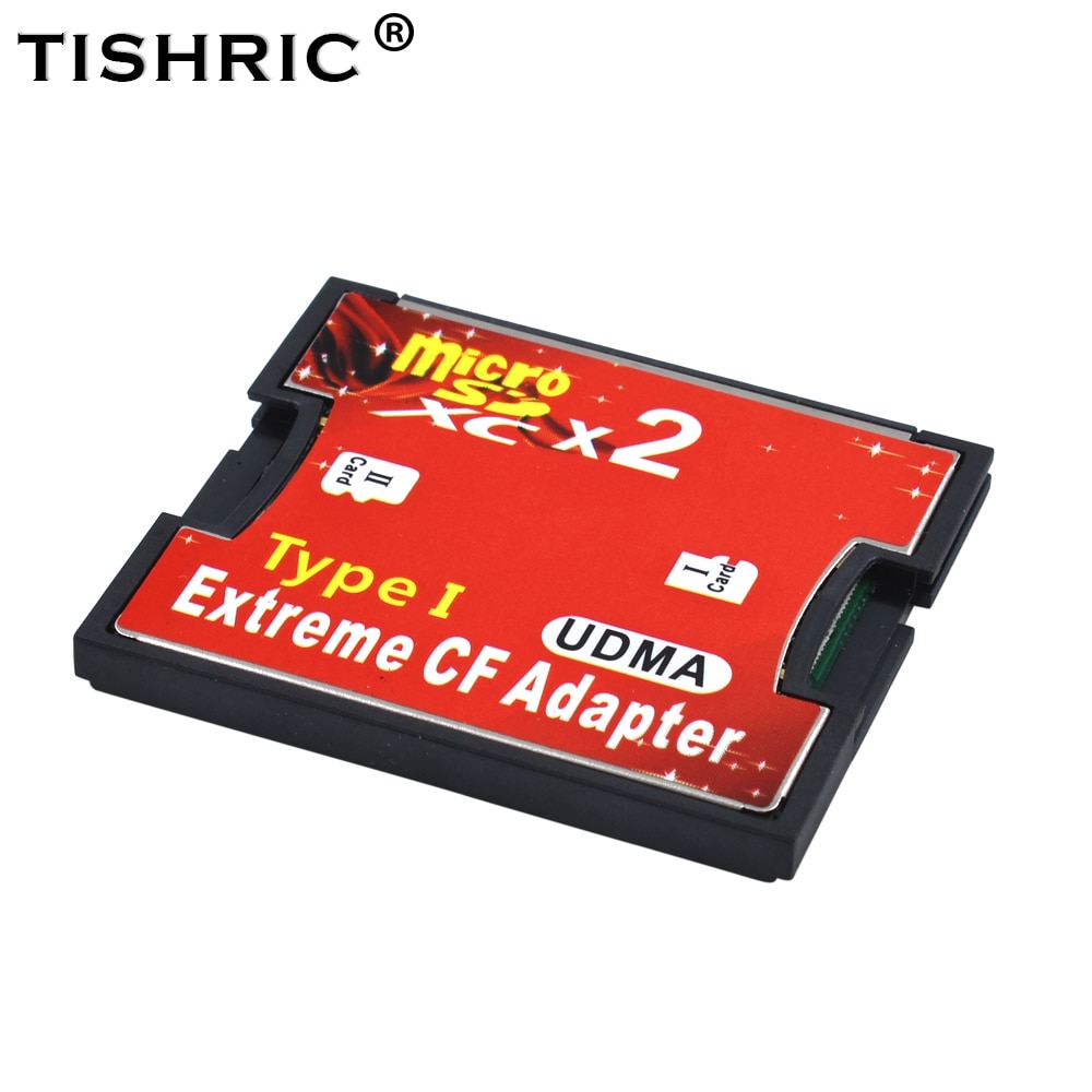 TISHRIC Twee Poorten Micro SDXC/Micro SDHC/Micro SD TF Naar CF Kaartlezer SD Kaartlezer SD Adapter Converter