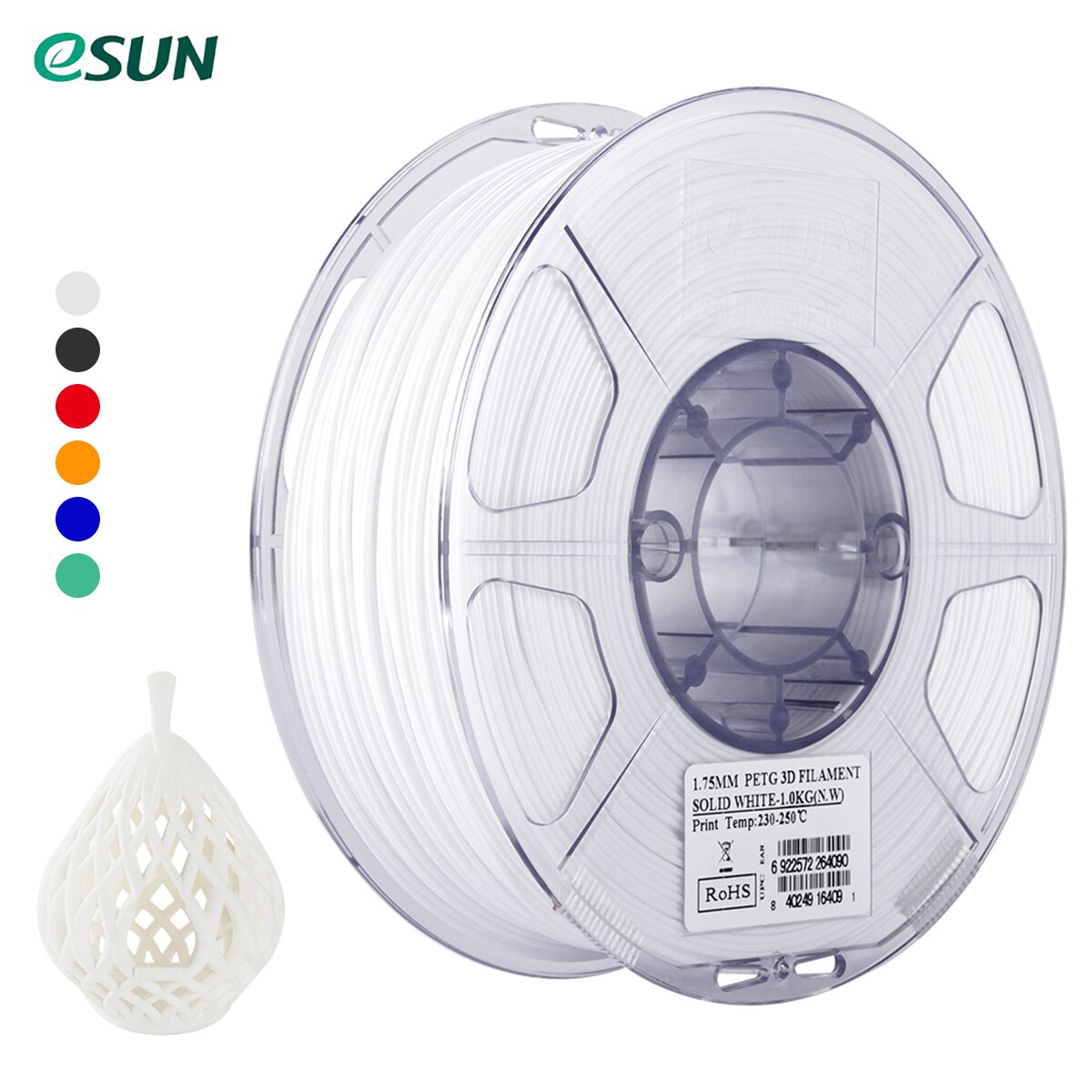 ESUN PETG 1,75mm 3D Drucker Filament Druck Verbrauchs dimensional Genauigkeit: +/-0,05mm 1kg (2,2 lb) Spule Material Minen: Weiß