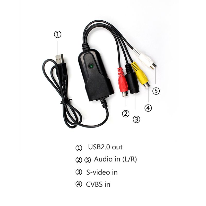 Adaptateur USB 2.0 pour vidéo, 4 canaux, DVR, TV DVD, VHS, pour windows 7/8/10/XP/Vista directe