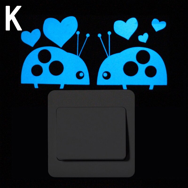 Luminous Cartoon Switch Sticker Glow in the Dark Cat Sticker Fluorescent Moon Stars Sticker Kid Room Decoration Home Decor: K