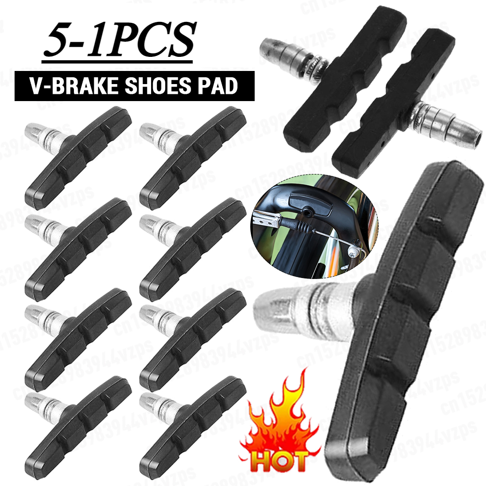 Bike Brake Block Rubber Pads, V-Brake Shoes, Silent Bicycle Pads, Acessórios de ciclismo, 1Pc, 5 Pcs