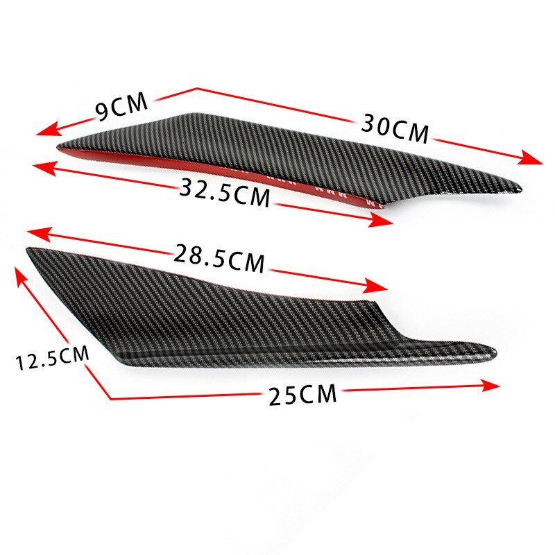 4 pieces of Universal Black Carbon Fiber Car Front Bumper Lip Rubber Fin Splitter Body Spoiler Canards Spoiler Car Accessories