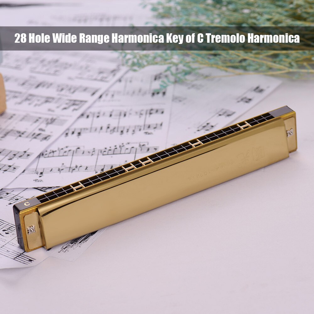 28 Hole Key Of C Play Harmonica Tremolo Harmonica Mouth Organ Double Row For Blues Jazz Rock Folk Musical Beginner Instrument