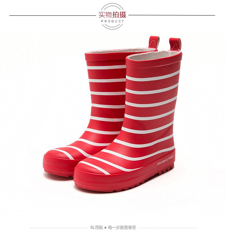 Kinderen Regenlaarzen Jongens Meisjes Robber Schoenen Laarzen Streep Boot Peuter Lente Herfst Mode Rubber Schoenen Peuter Enkellaars: red / 7