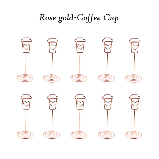 10pcs Table Number Holder Various Shapes Place Cards Holders Stands Photo Note Clips for Wedding Birthday Event Reception Decor: 2