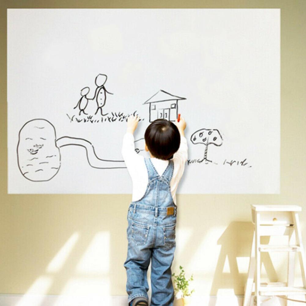 45x200cm Whiteboard Sticker Waterproof Wallpaper Decor Remind Message Boards White Board Chalkboard With Pen Kid Write Graffiti