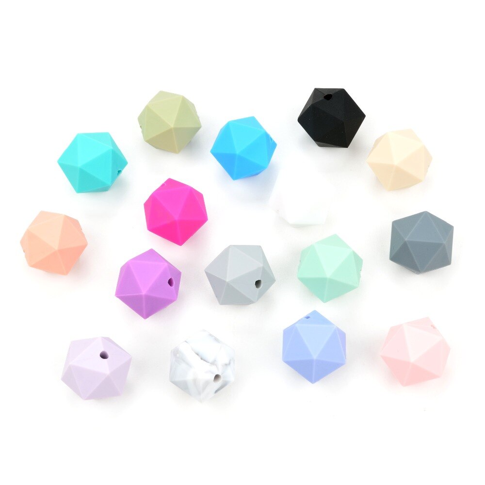 LOFCA 10 części/partia kulki silikonowe do ząbkowanie naszyjnik biżuteria DIY koraliki Icosahedron lepiej niż sześciokąt