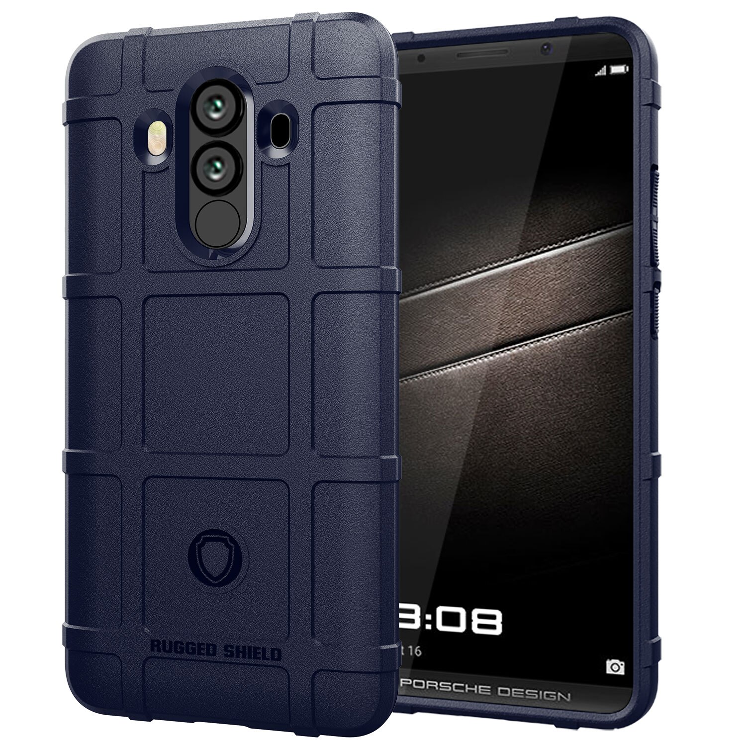 Armor Shock Absorption Shockproof Case For Huawei Mate 10 Porsche Anti Scratch Carbon Fiber Bag Cover 6.0 inch: Dark Blue