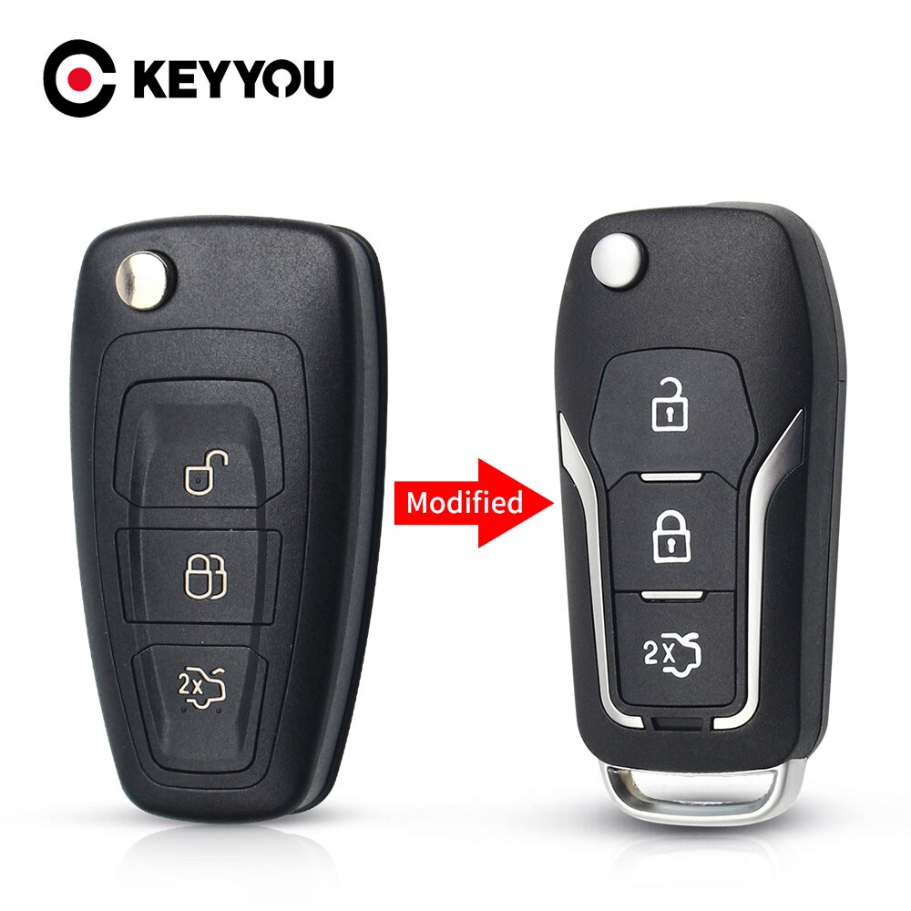 Keyyou 3 Knoppen Gewijzigd Flip Vouwen Afstandsbediening Sleutel Flip Fob Shell Voor Ford Focus 3 Fiesta Sluit Mondeo C Max smart Key Case