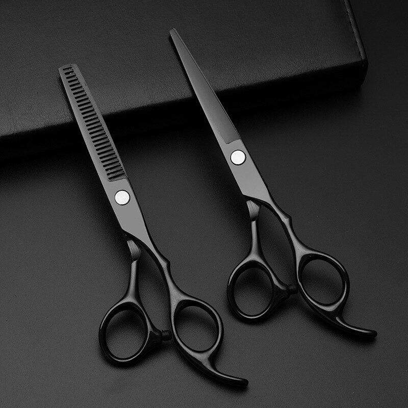 Costway 440 Steel 6 Inch Black Hair Scissors Set Cutting Barber Salon Haircut Thinning Shears Hairdressing Scissors
