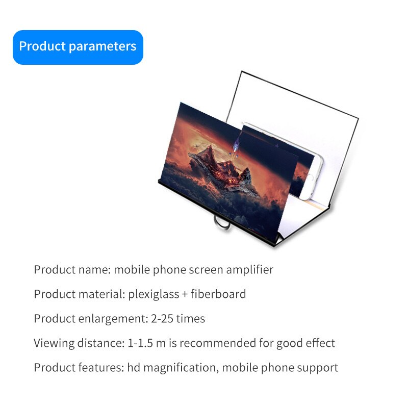 Voor Xiaomi Opvouwbare Mobiele Telefoon Screen Vergrootglas Hd Vergrootglas Telefoon Video Versterker Universele Vouwen Desktop Houder Voor Iphone