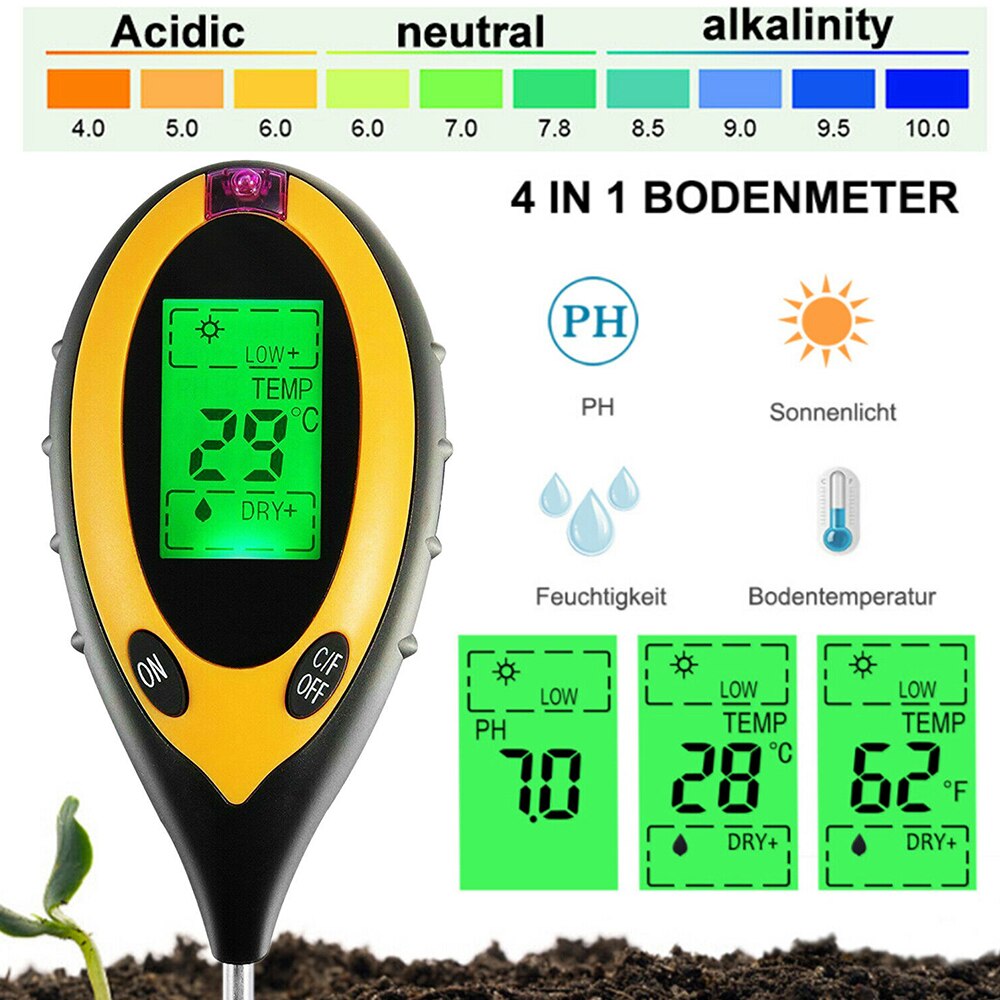 4 in 1 Digital PH Meter PH Tester Soil Water Moist... – Vicedeal