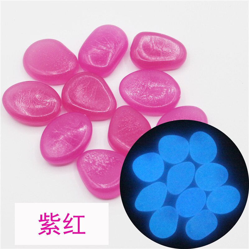 100 stuks/pak glow in the dark tuinkiezels, lichtgevende stenen voor aquariumpaden, tuinpaden, tuindecoratie, lichtgevende stenen: Paarsrood
