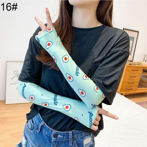 2pcs Summer Arm Sleeves for Women Printed Arm Compression Sleeves Armwarmer Outdoor Sun Block Fingerless Gloves Arm Sleeves: 16