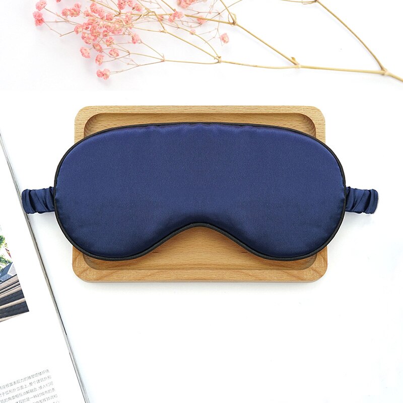 Máscara de sono de seda de amoreira natural para os olhos bandagem dupla face sombreamento dormir máscara de olho capa macia venda viagem resto: navy blue