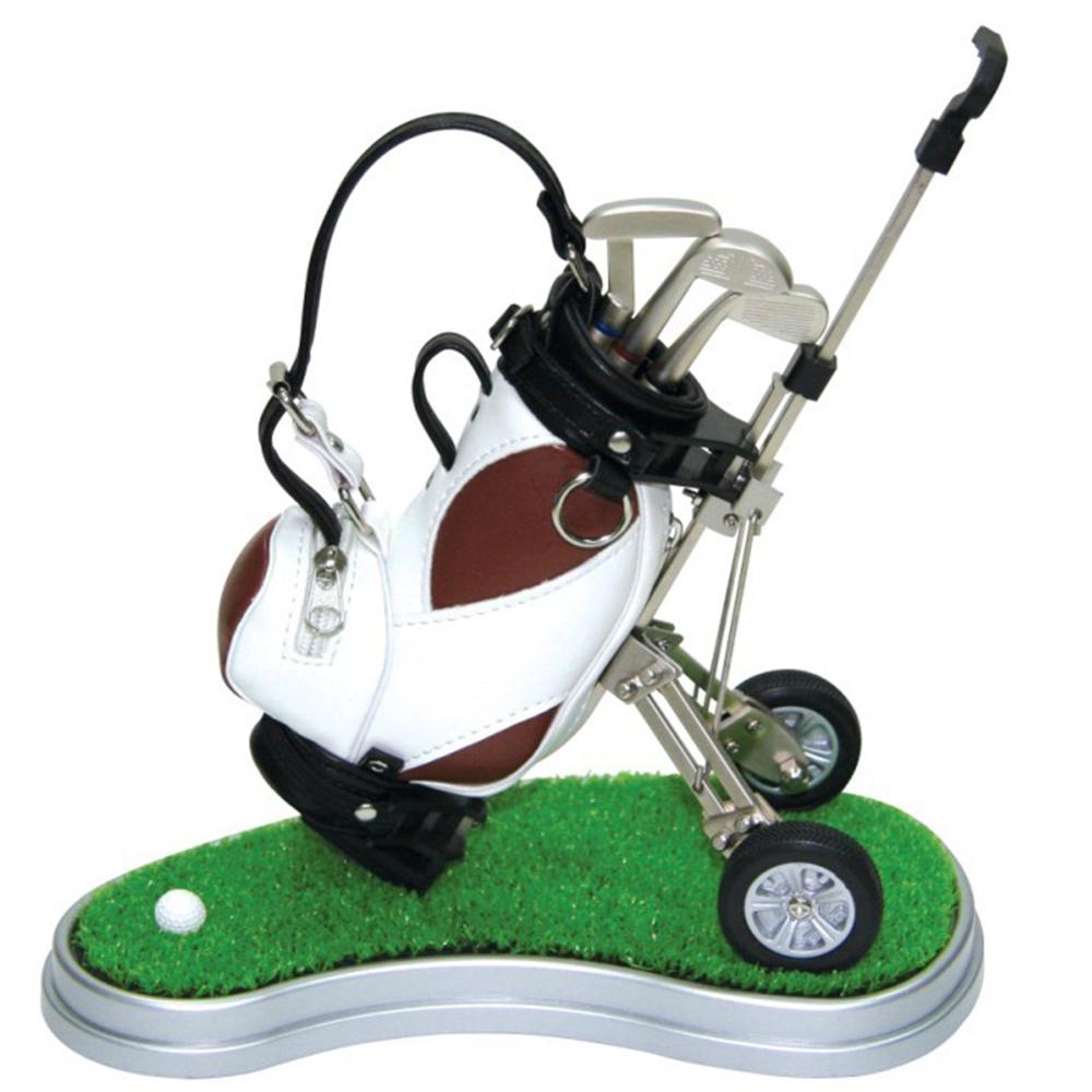 CRESTGOLF Golf Car Contains 3 Parts of Aluminum Pen Golf Bag Penholder Golf Souvenir Golf Car Accessories: white brown