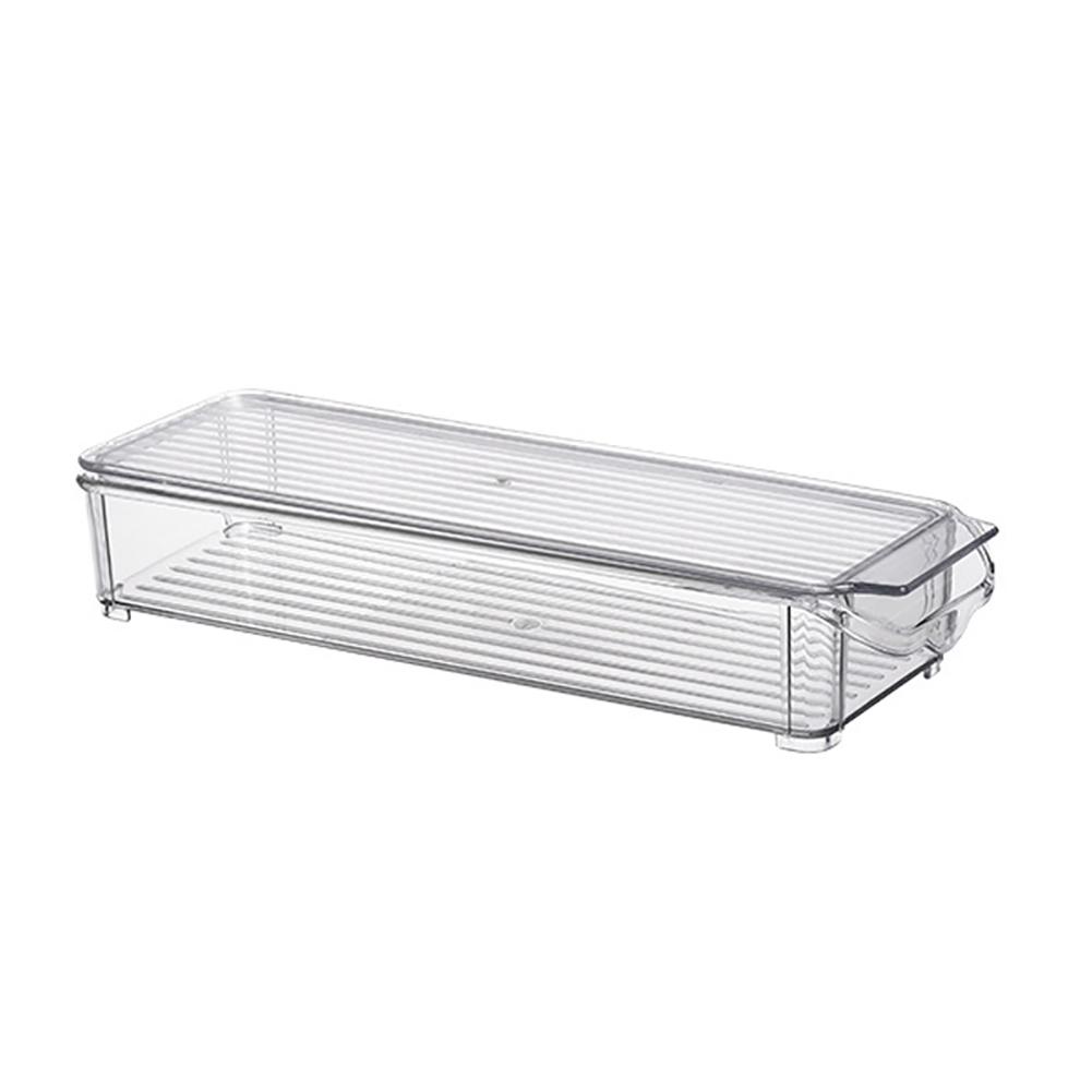 2 Pack - Acrylic Food Storage Container Bin with Lid and Handle for Cabinet, Fridge, Freezer - Organizer