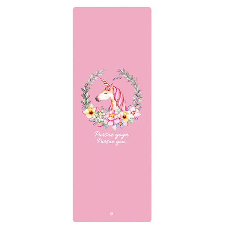 Bedruckte yogamatte aus naturkautschuk-wildleder, 183*68*1.5mm rutschfeste, umweltfreundliche übungsmatten für pilates, tanz, fitness und yoga: Rosa einhorn