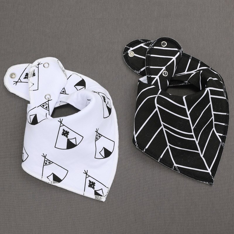 Bavettes unisexe pour bébés, en Bandana, 2 pièces, boutons ajustables, pour bavoirs pour -né, 100% coton, accessoires utiles pour bébés: K20006