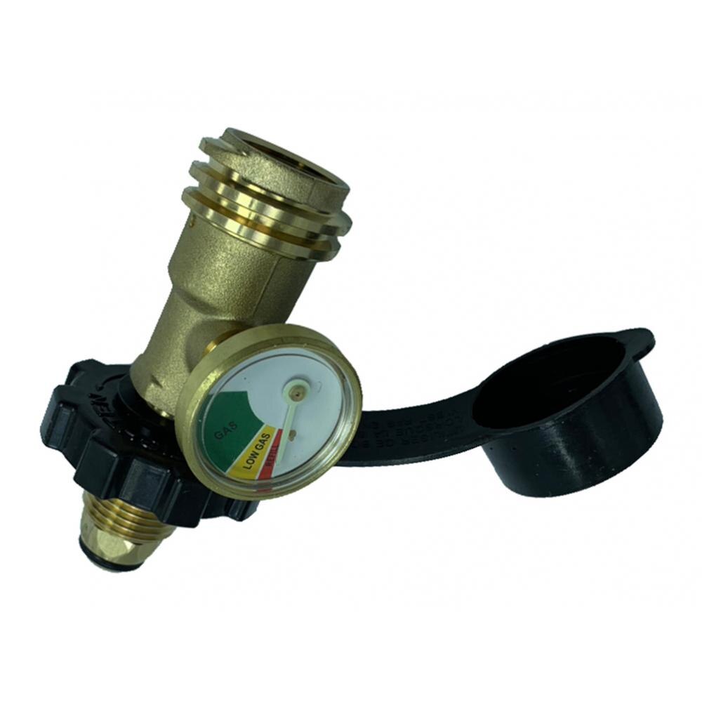 Universal Fit Propane Tank Adapter with Gauge Converts POL to QCC1 / Type 1 Propane Hose Adapter Old to Connection Type