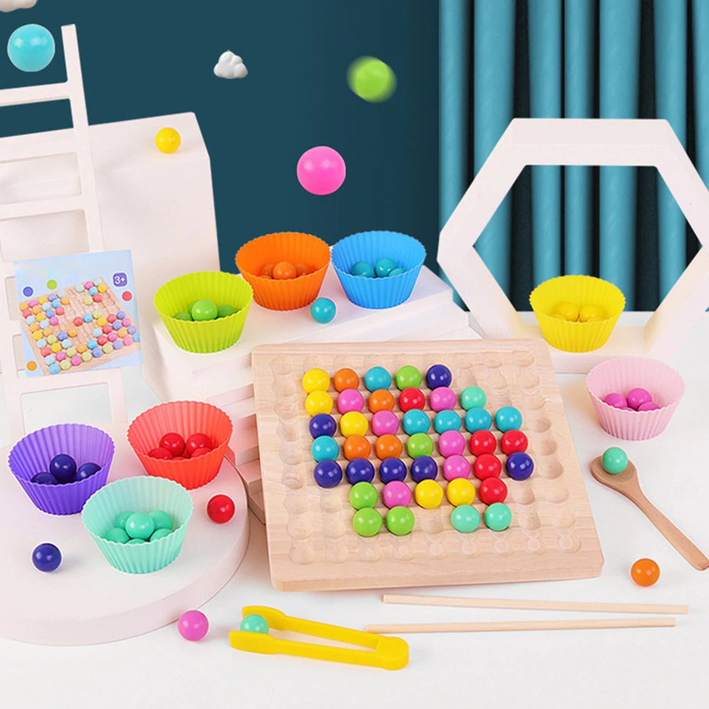 Diy Eliminatie Kraal Speelgoed Gekleurde Kralen Clip Kraal Games Houten Voor Kid Kinderen Vroege Onderwijs Board Math Games speelgoed