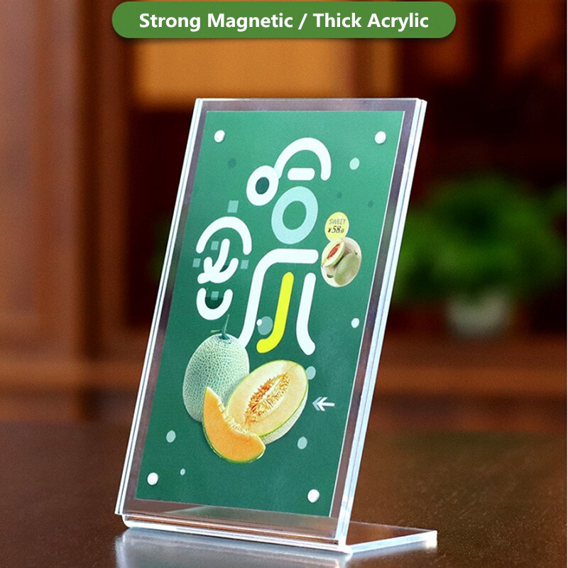 A6 magnet slant back bord pris papir skilt holder display stand transparent akryl menu papir plakat ramme