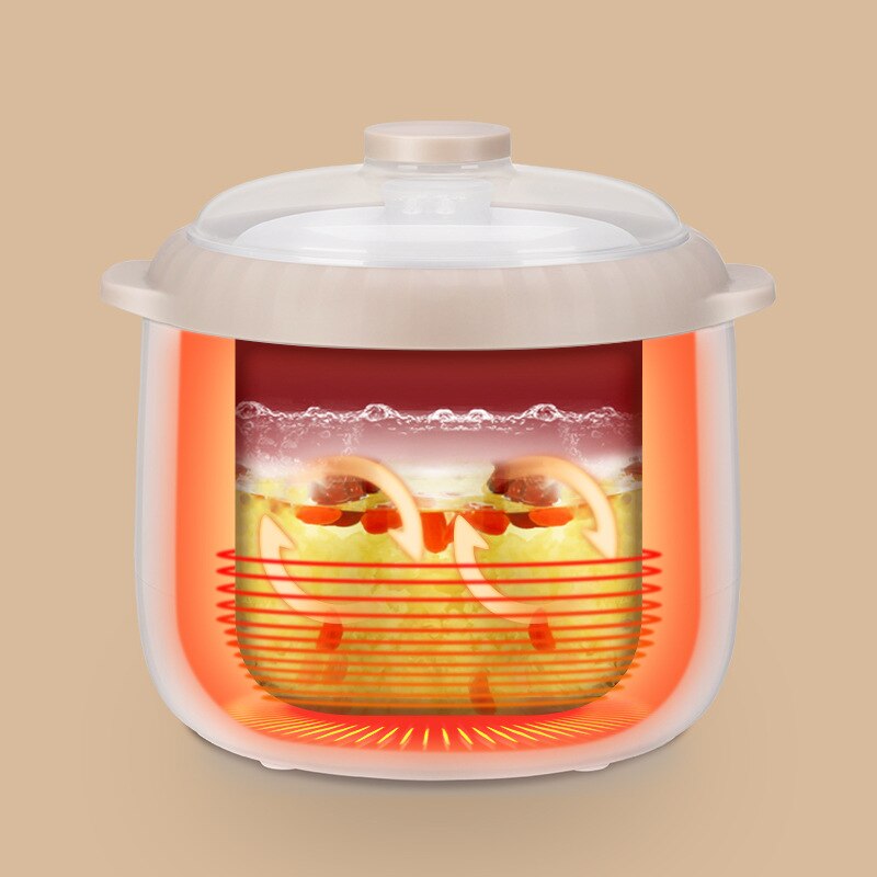 220V 1L 200w Automatic Electric slow cooker White porcelain boiling soup porridge Stew 24hours timing insulation Anti-dry