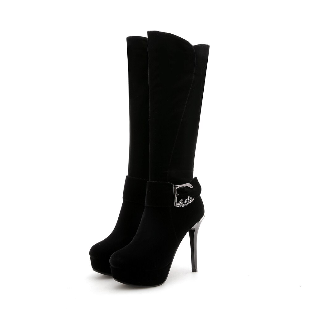 QZYERAI, nueva otoño , botas sobre las rodillas con tacón alto para mujer, botas termales de terciopelo para mujer, cremalleras, zapatos de mujer a la , talla 34-42