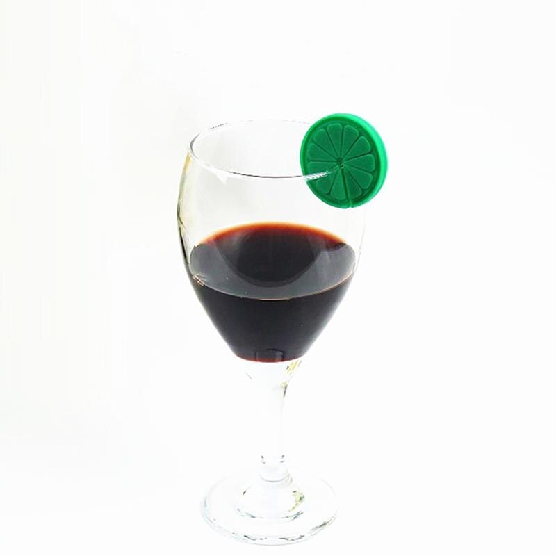 Justdolife 6 Stks/set Leuke Vruchten Vorm Siliconen Markers Herbruikbare Drinken Charms Wijn Identifier Voor Drinkbeker Cup Accessoires