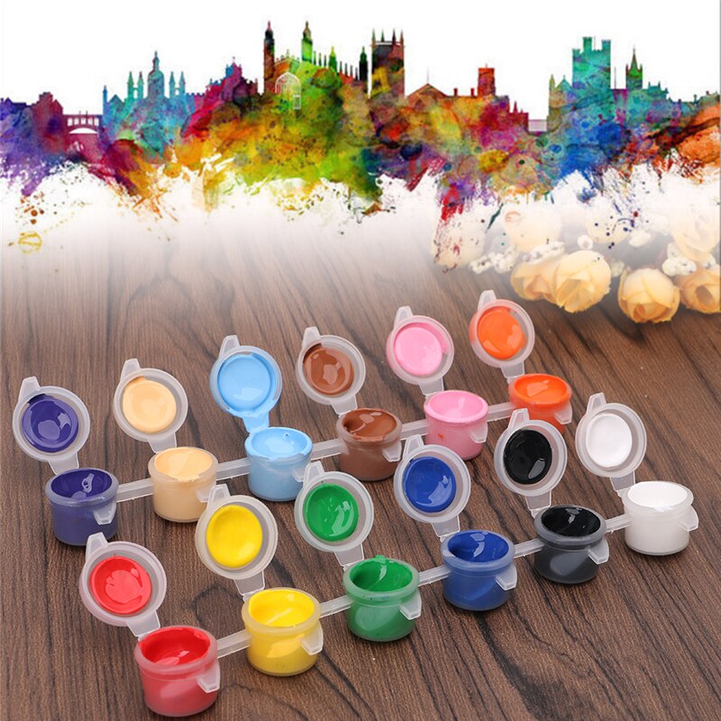 12 Colors 2 Paint Brushes Paints Set Oil Painting Hand Wall Painting